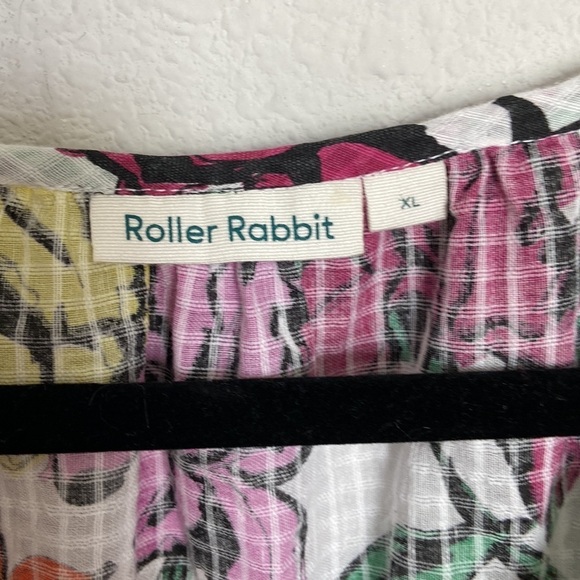 ROBERTA Roller Rabbit Womens Top Size XL Lucy Jorales Iris Floral Print - Picture 2 of 5